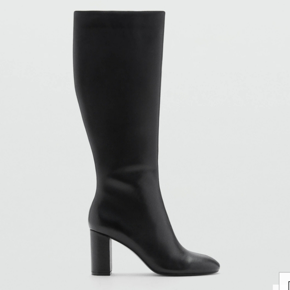 Mango Elegant Black Knee-High Women's Boots - Picture 2 of 5